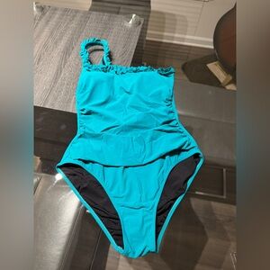 Teal One-Shoulder Swimsuit